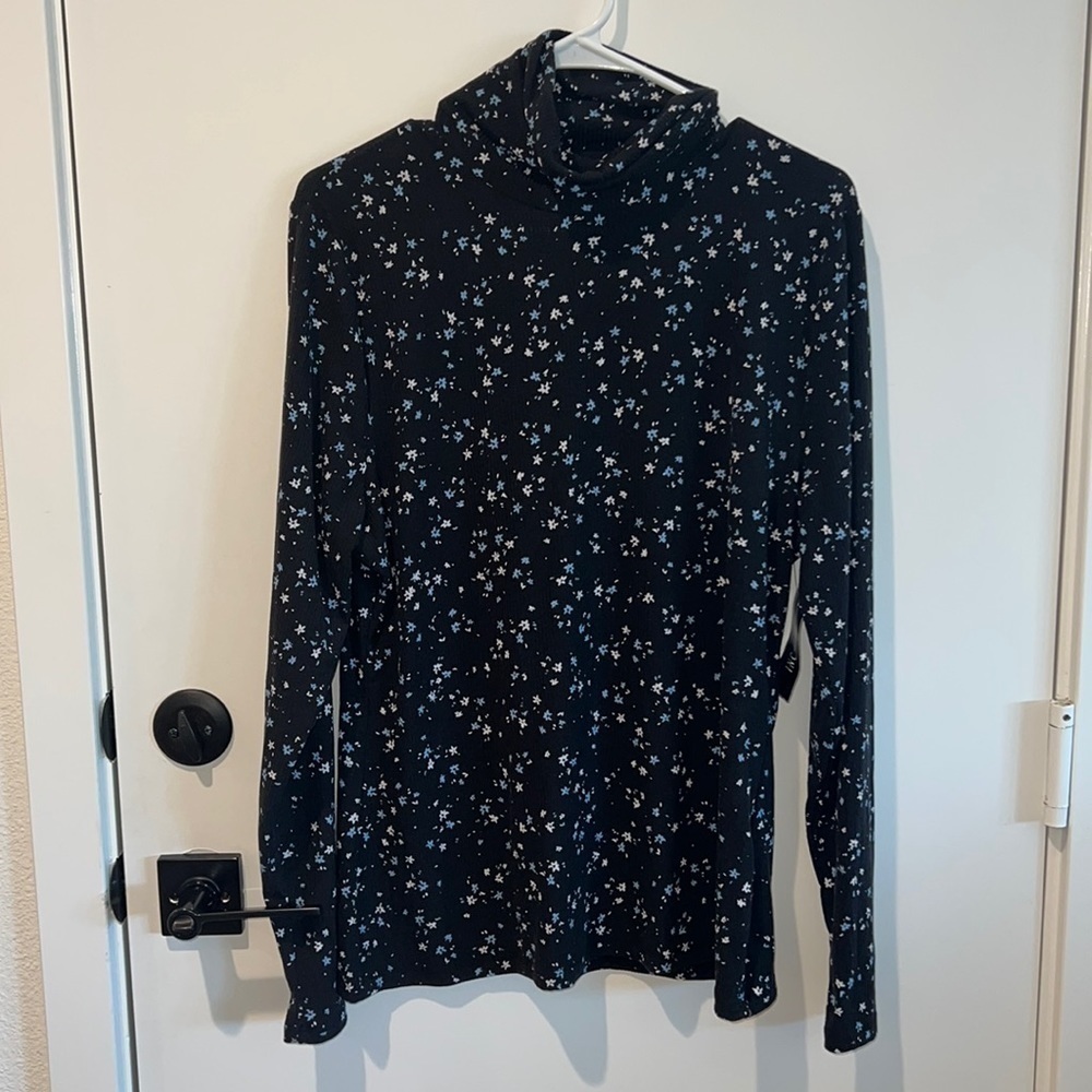 NWT INC International Concepts Floral Print Turtleneck Top Plus XXL
